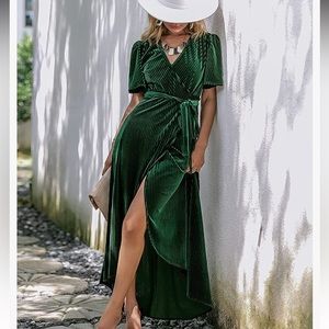 NWT- Simplee- M. Velvet Striped Wrap Dress